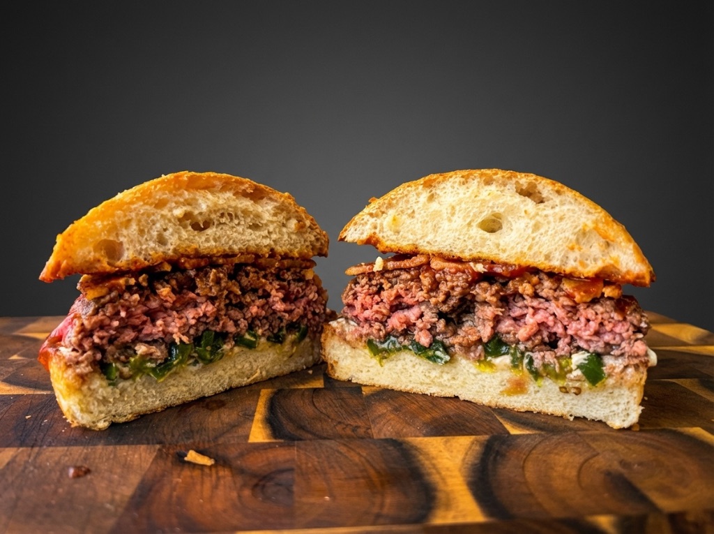Burger tagliato – cottura a bassa temperatura